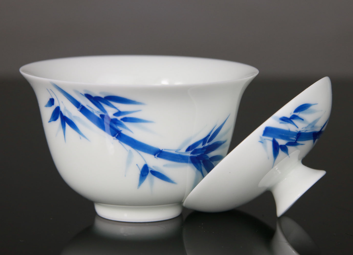 Gaiwan en Porcelaine Bleu Blanc Bambou - 100 mL