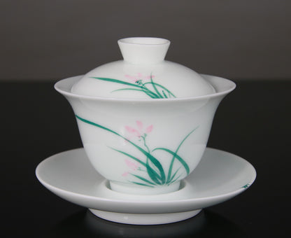 Gaiwan en Porcelaine Peinte Lotus Dorure - 140 mL