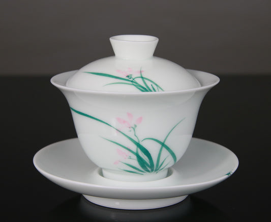 Gaiwan en Porcelaine Peinte Orchydée Sauvage - 150 mL