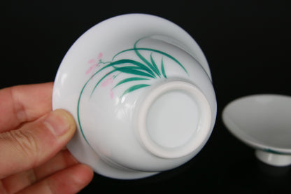 Gaiwan en Porcelaine Peinte Orchidée Sauvage - 150 mL