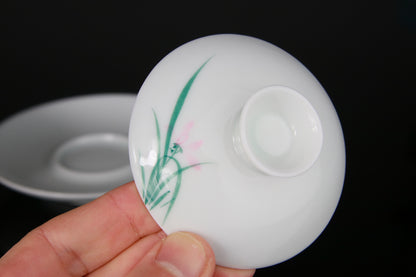 Gaiwan en Porcelaine Peinte Orchidée Sauvage - 150 mL