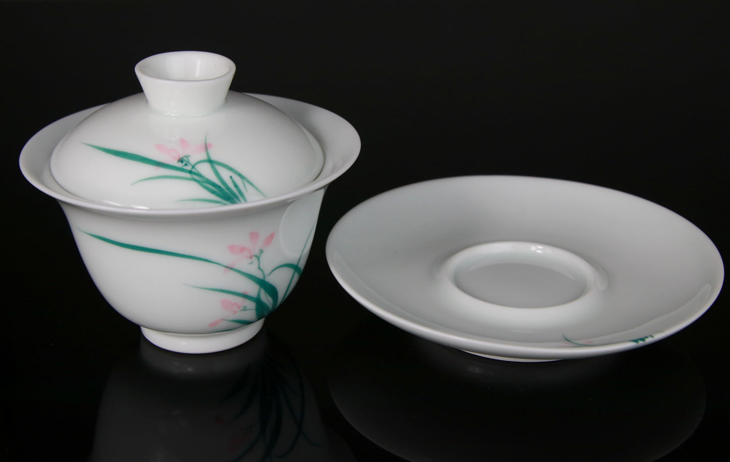 Gaiwan en Porcelaine Peinte Orchidée Sauvage - 150 mL